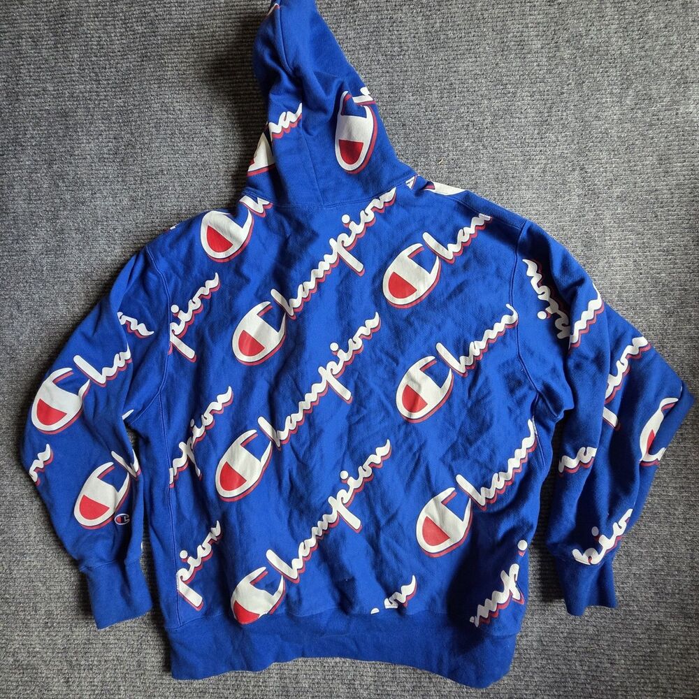 Champion Reverse Weave Hoodie Mens XXXL 3XL ALL-OVER PRINT - Vintage - Picture 6 of 8